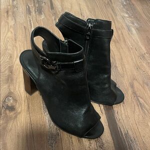 Coach Black Peep-Toe Heeled Boots